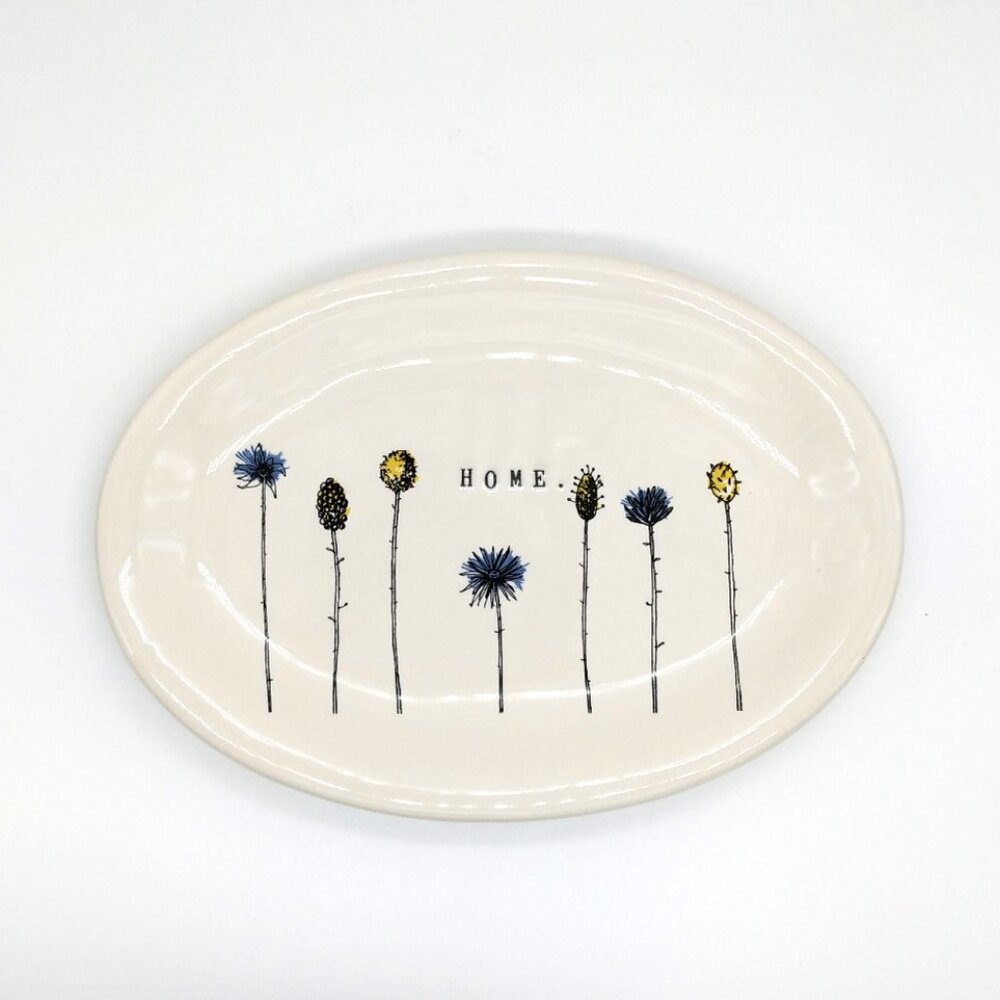 Rae Dunn Oval Wildflowers ‘Home’ Trinket Tray Dish 8”